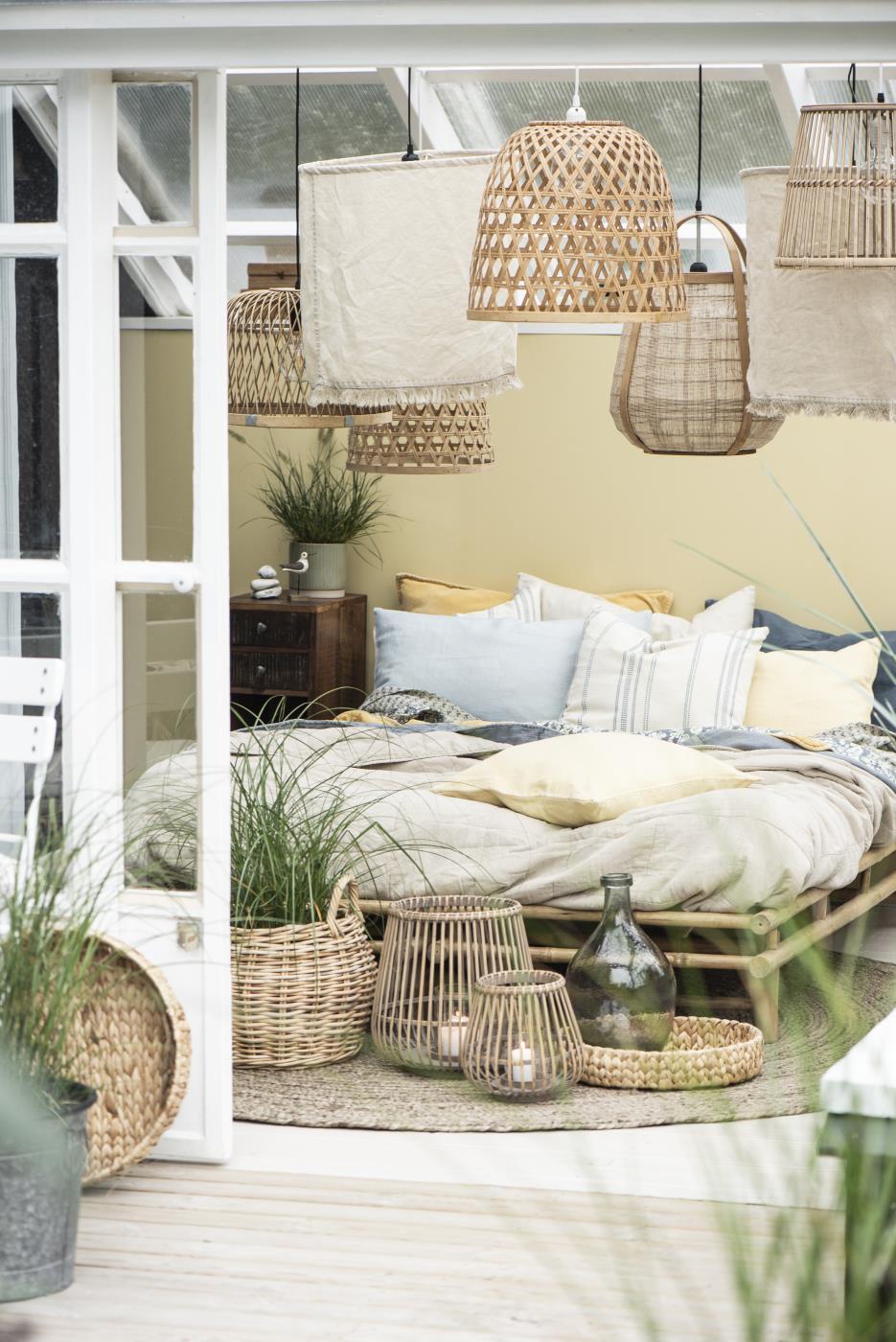 Hængelampe bambus stor