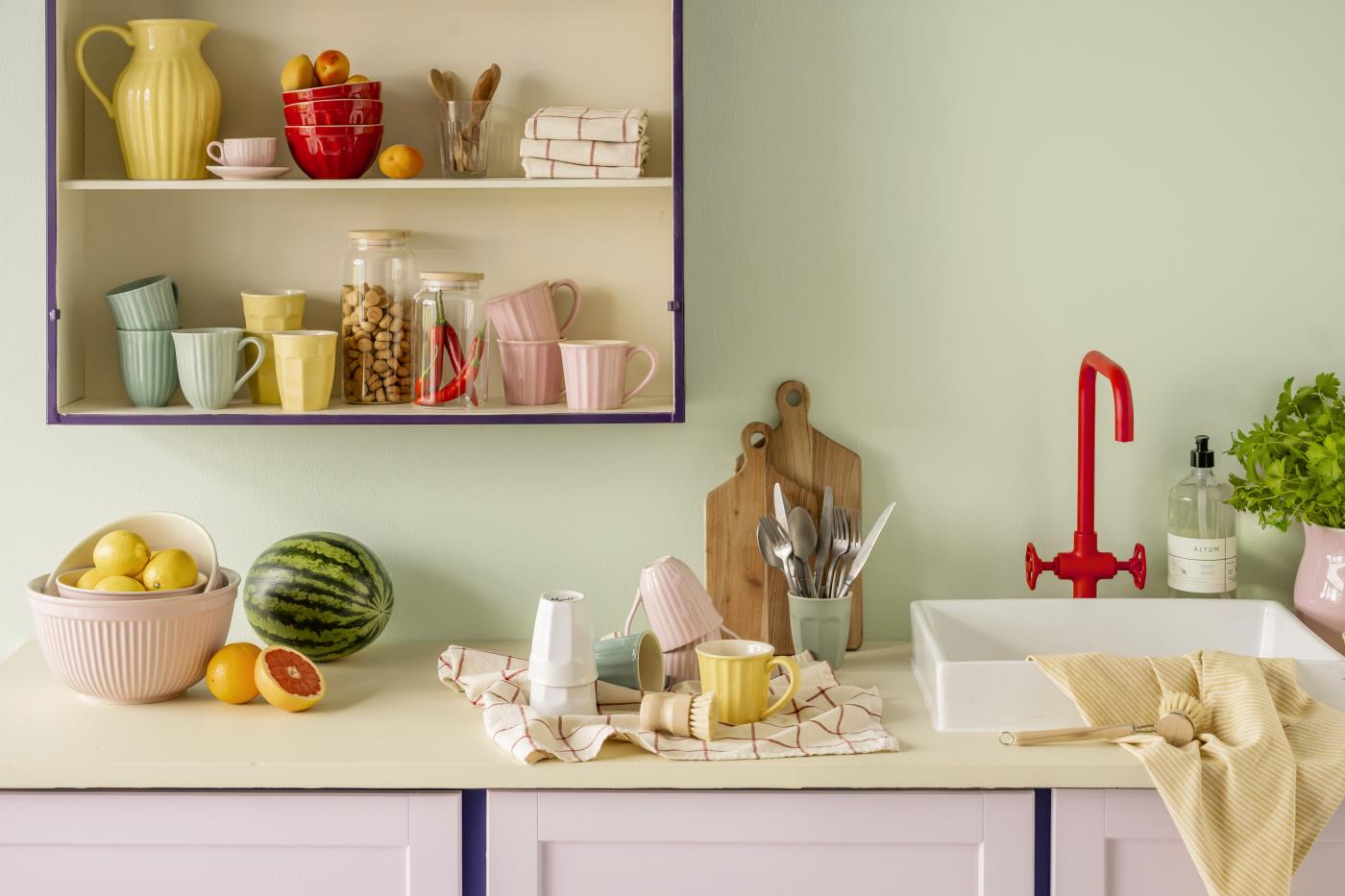 Viskestykke natur m/store røde tern