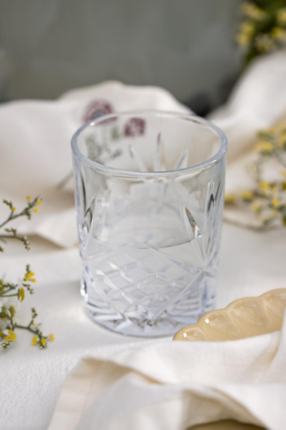 Glas m. mønster, klart glas