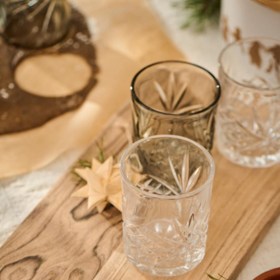 Glas m. mønster, klart glas