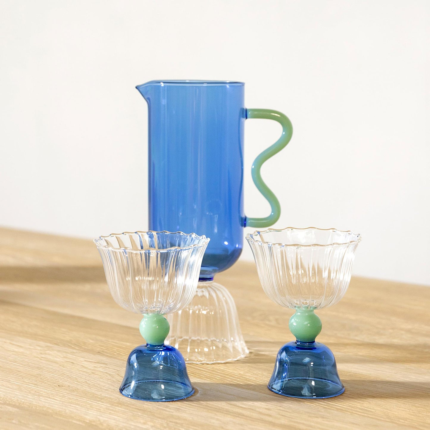 Glas tulip blue sæt af 2