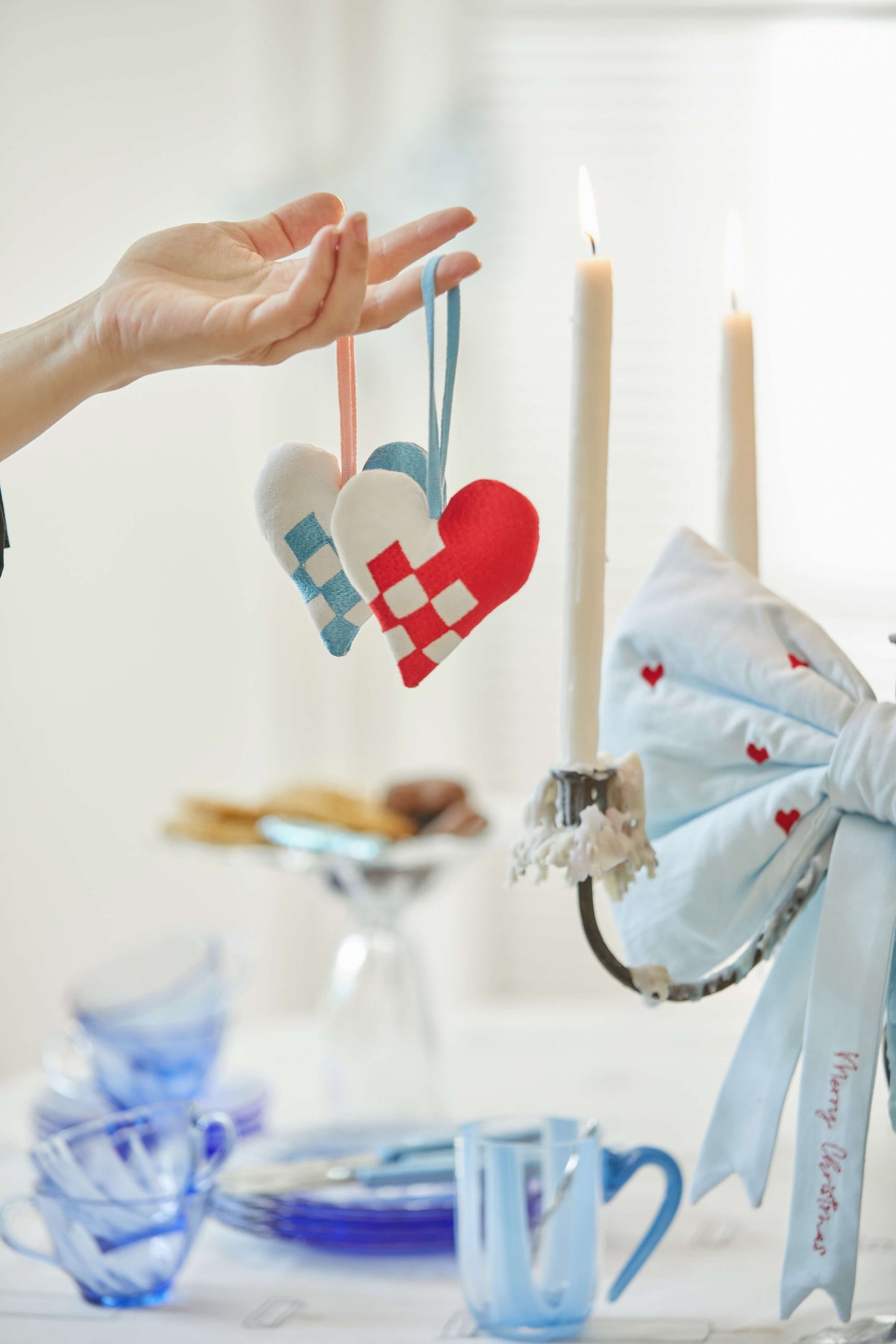 Jule Hjerte - rød/hvid