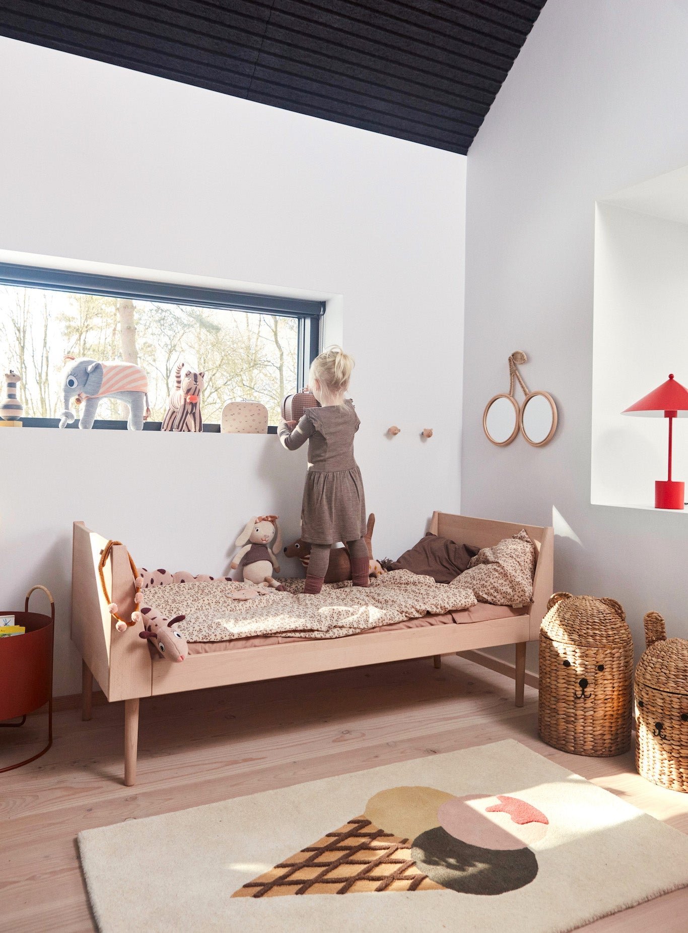 Kirsebær Rattan Vægspejl