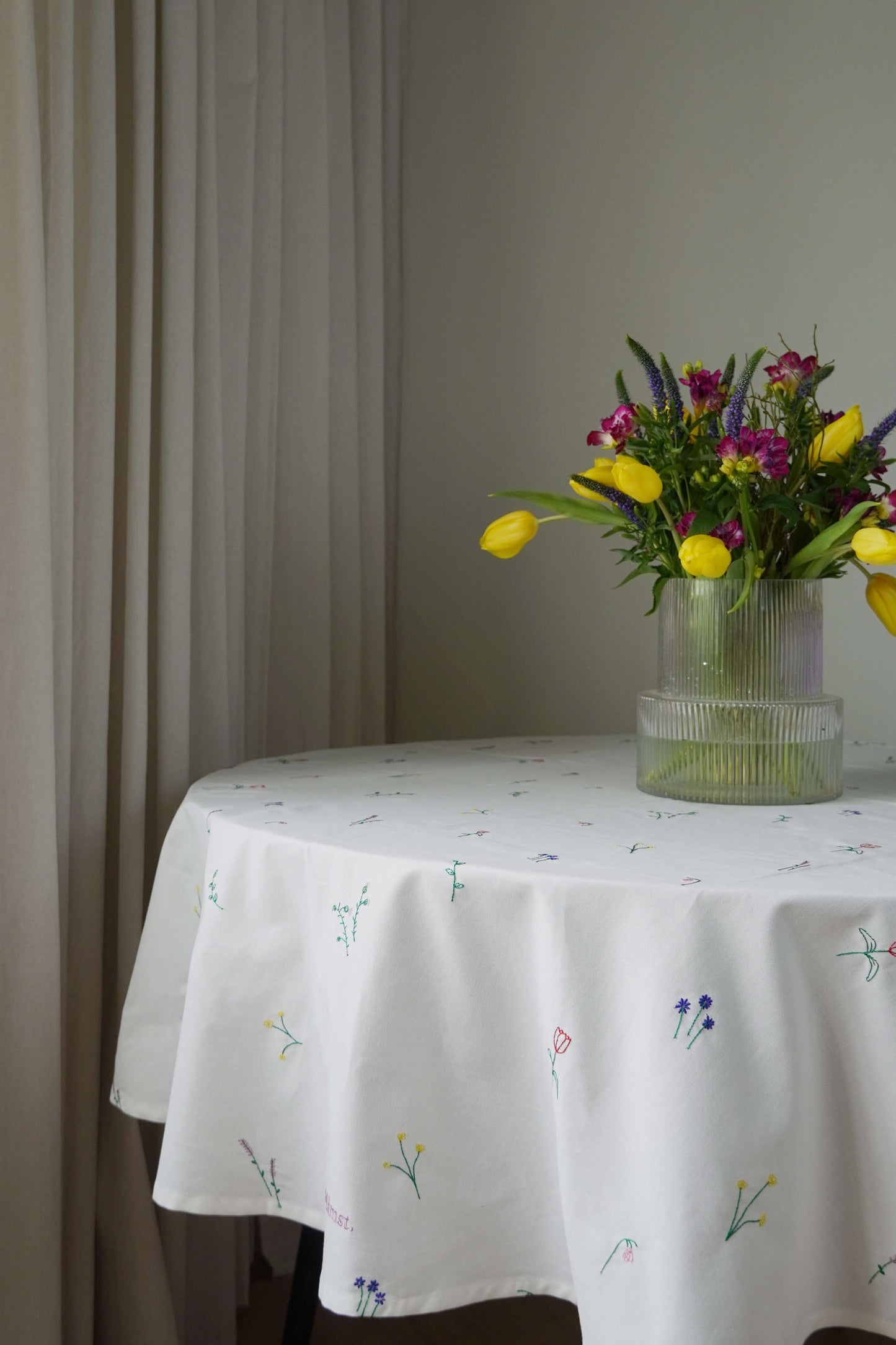 Blåmst Flower dug - Rund