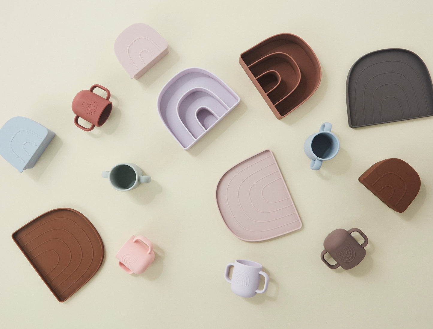 Regnbue Tallerken & Skål Rose/Rød