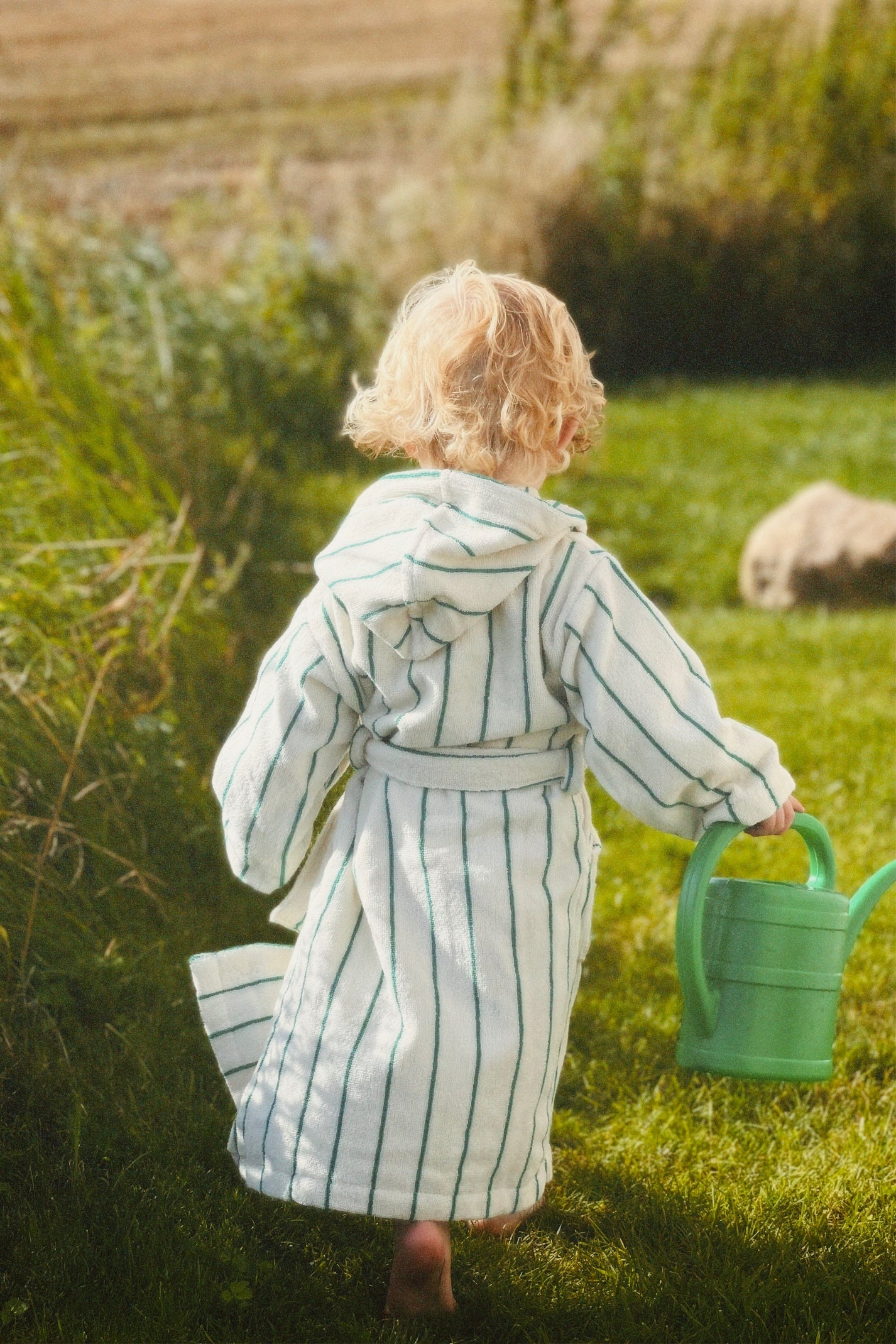 Børne Badekåbe hvid/grøn
