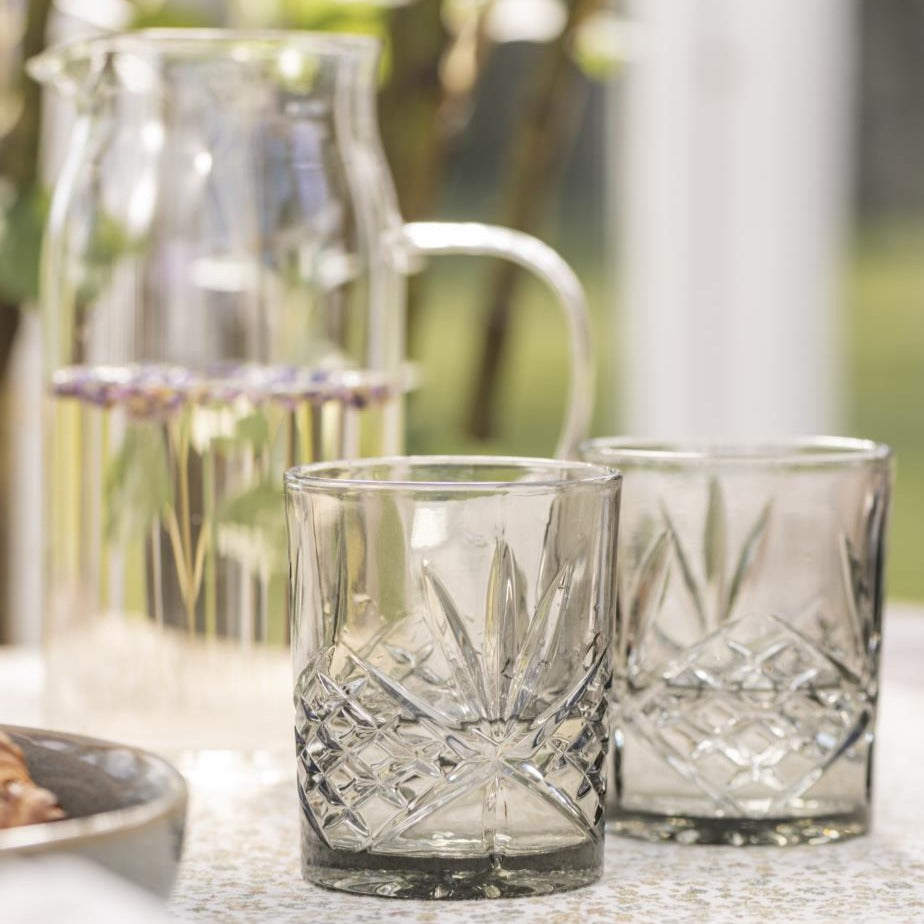 Glas m. mønster smoke glas