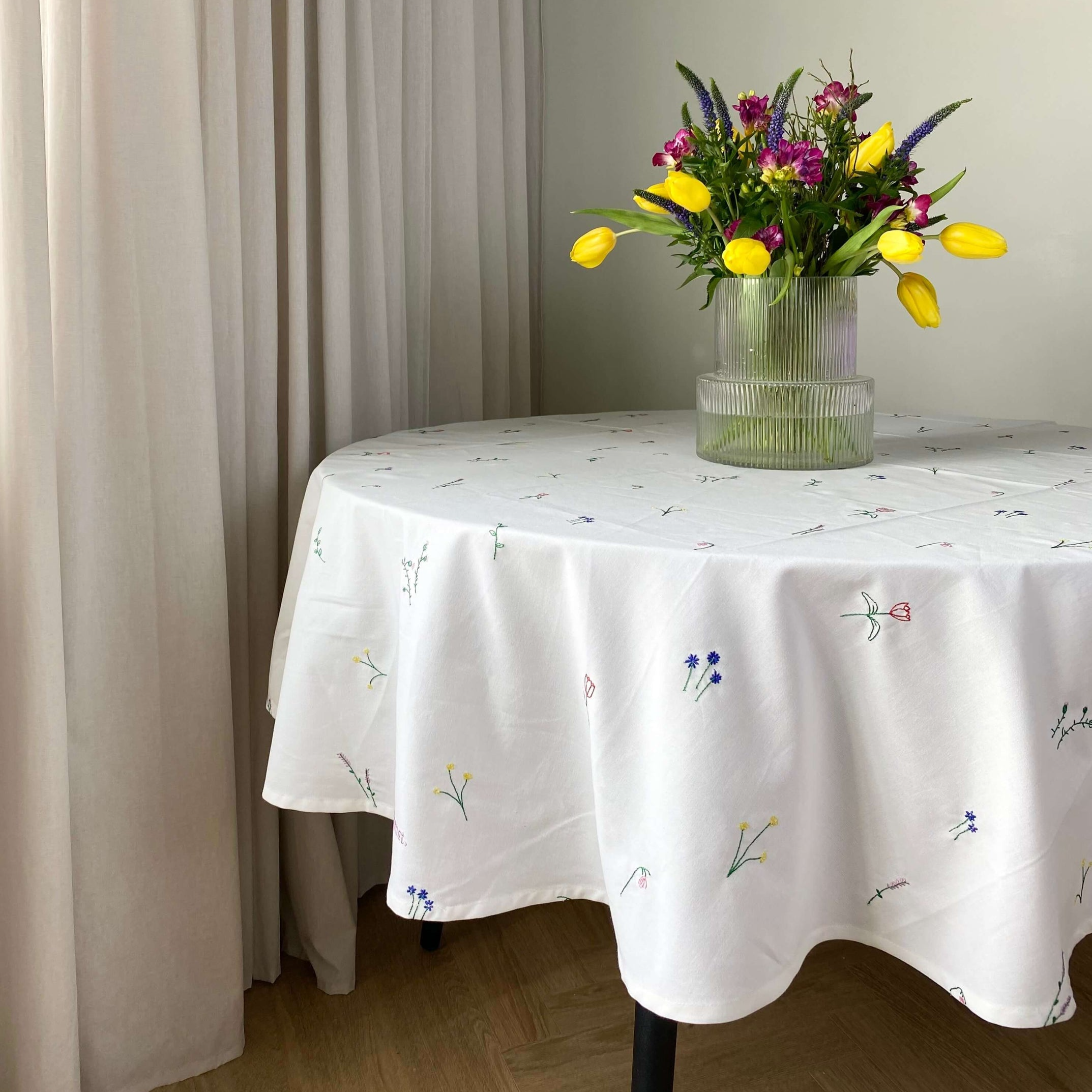 Blåmst Flower dug - Rund